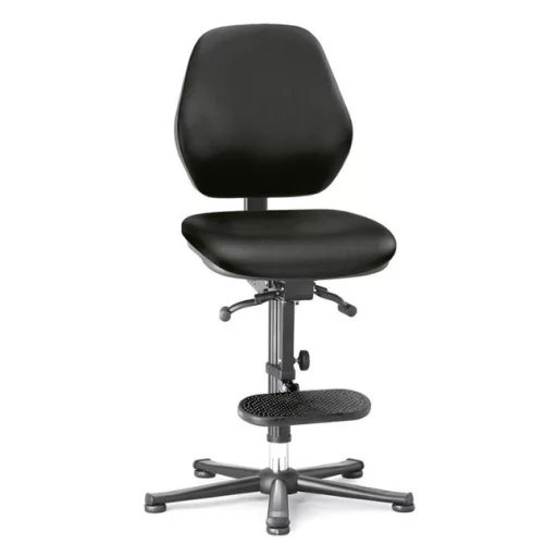 Bimos Basic ESD 3 fix talpas, magasított laborszék - Állandó érintkezésű - Fekete műbőr