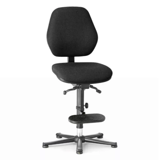 Bimos Basic ESD 3 fix talpas, magasított laborszék - Állandó érintkezésű - Fekete szövet