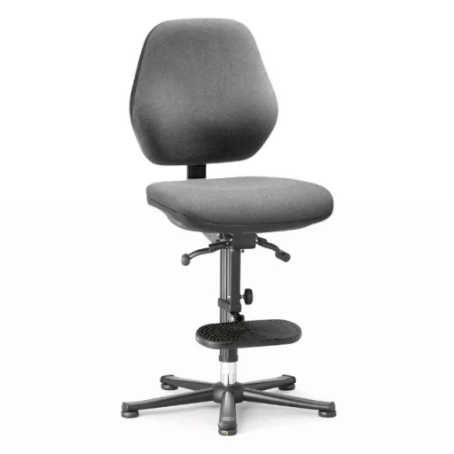 Bimos Basic ESD 3 fix talpas, magasított laborszék - Állandó érintkezésű - Szürke szövet