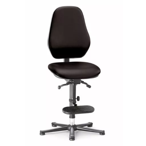 Bimos Basic ESD 3 fix talpas, magasított laborszék - Szinkron mechanika - Fekete műbőr