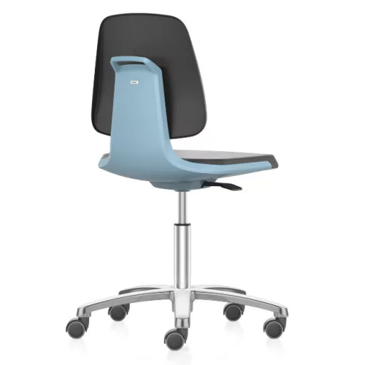 Bimos Labsit 2 görgős laborszék - kék, alumínium lábcsillag, poliuretán ülőlap