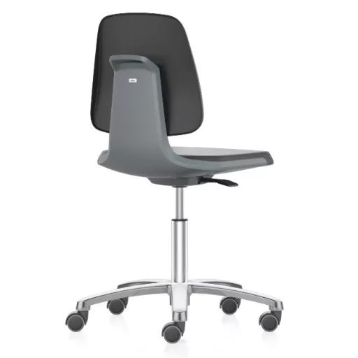 Bimos Labsit 2 görgős laborszék - szürke, alumínium lábcsillag, szövet ülőlap