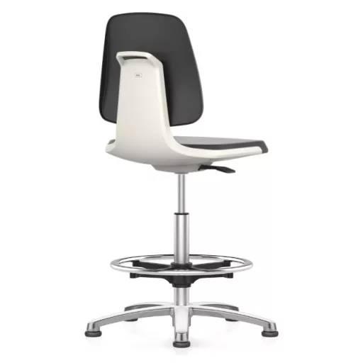 Bimos Labsit 3 fix lapas, magasított laborszék - fehér, alumínium lábcsillag, szövet ülőlap