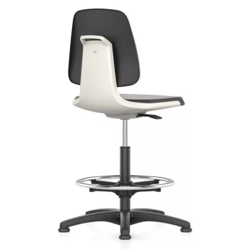 Bimos Labsit 3 fix talpas, magasított laborszék - fehér, műanyag lábcsillag, szövet ülőlap