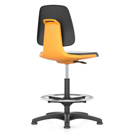 Bimos Labsit 3 fix talpas, magasított laborszék - narancs, műanyag lábcsillag, műbőr ülőlap