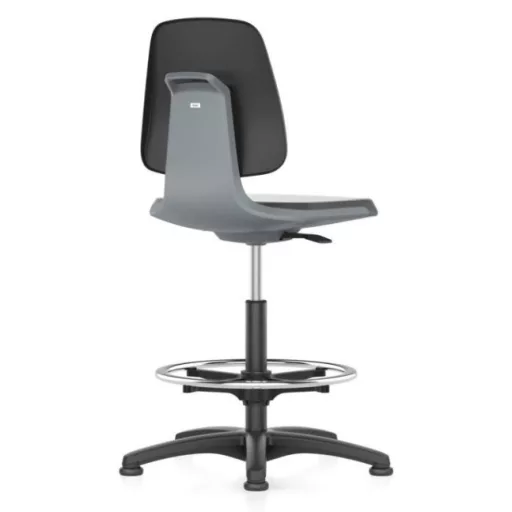 Bimos Labsit 3 fix talpas, magasított laborszék - szürke, műanyag lábcsillag, szövet ülőlap