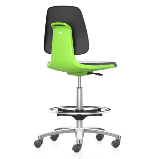 Bimos Labsit 4 görgős, magasított laborszék - zöld, alumínium lábcsillag, poliuretán ülőlap