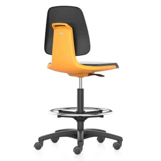 Bimos Labsit 4 görgős, magasított laborszék - narancs, műanyag lábcsillag, szövet ülőlap