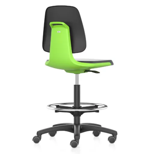 Bimos Labsit 4 görgős, magasított laborszék - zöld, műanyag lábcsillag, műbőr ülőlap