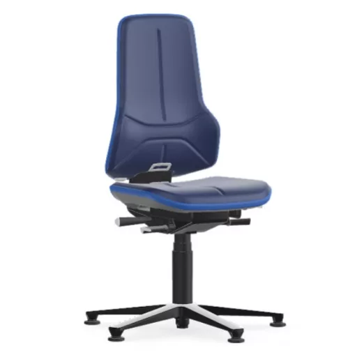 Bimos Neon 1 fix talpas laborszék - állandó érintkezésű, kék műbőr párnázat, kék