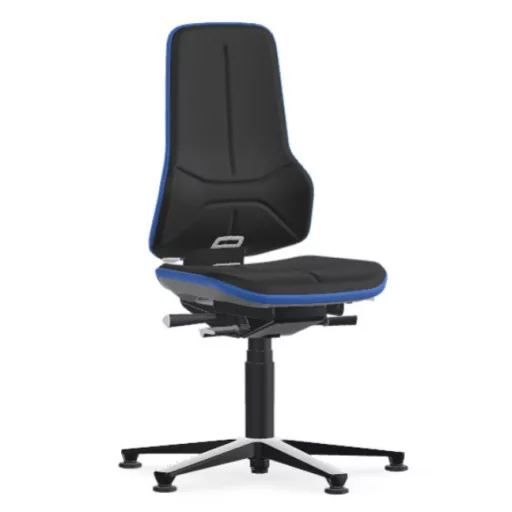 Bimos Neon 1 fix talpas laborszék - állandó érintkezésű, fekete szövet párnázat, kék