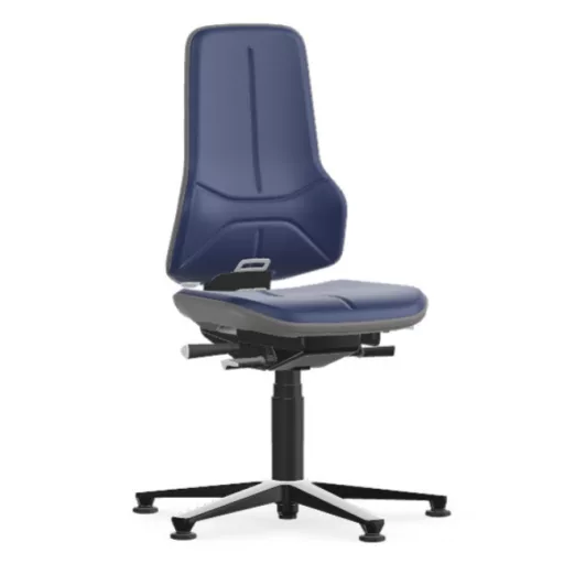 Bimos Neon 1 fix talpas laborszék - állandó érintkezésű, kék műbőr párnázat, szürke