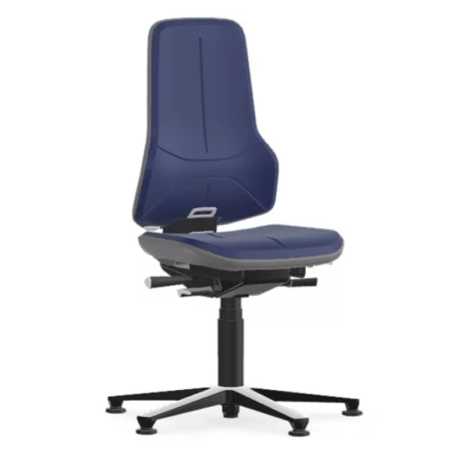 Bimos Neon 1 fix talpas laborszék - állandó érintkezésű, kék poliuretán párnázat, szürke