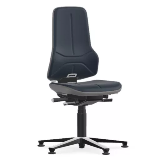 Bimos Neon 1 fix talpas laborszék - állandó érintkezésű, kék supertec párnázat, szürke