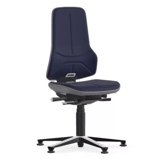 Bimos Neon 1 fix talpas laborszék - állandó érintkezésű, kék szövet párnázat, szürke