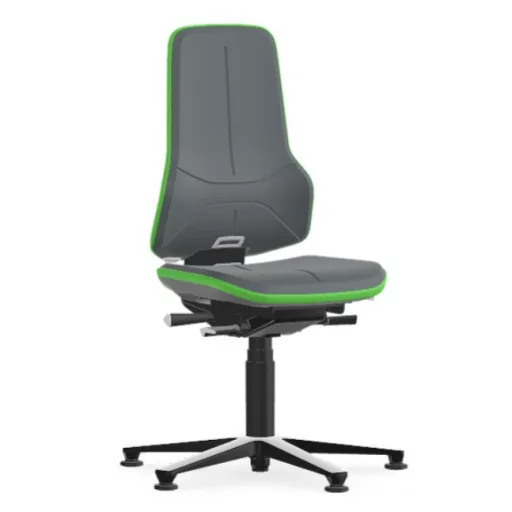Bimos Neon 1 fix talpas laborszék - állandó érintkezésű, szürke poliuretán párnázat, zöld
