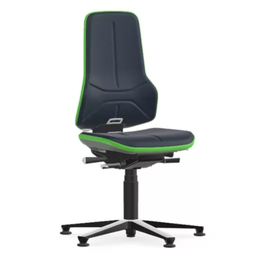 Bimos Neon 1 fix talpas laborszék - állandó érintkezésű, kék supertec párnázat, zöld