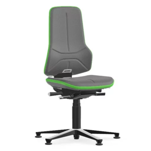 Bimos Neon 1 fix talpas laborszék - állandó érintkezésű, szürke szövet párnázat, zöld