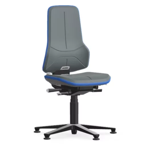 Bimos Neon 1 fix talpas laborszék - szinkronmechanika, szürke poliuretán párnázat, kék