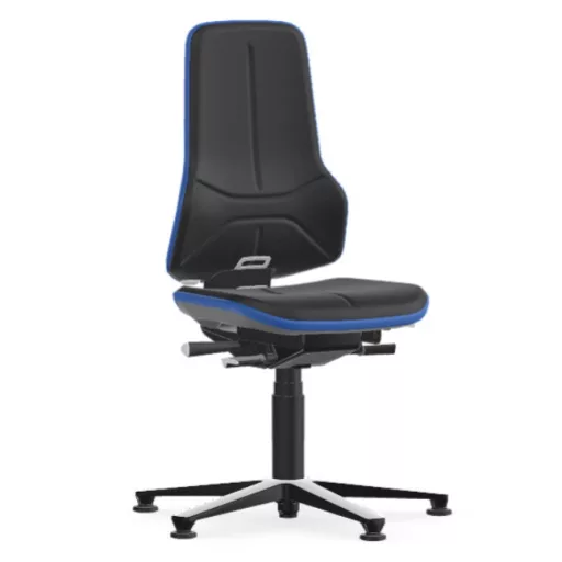Bimos Neon 1 fix talpas laborszék - szinkronmechanika, fekete supertec párnázat, kék
