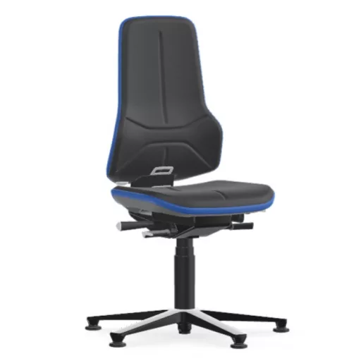 Bimos Neon 1 fix talpas laborszék - szinkronmechanika, szürke supertec párnázat, kék