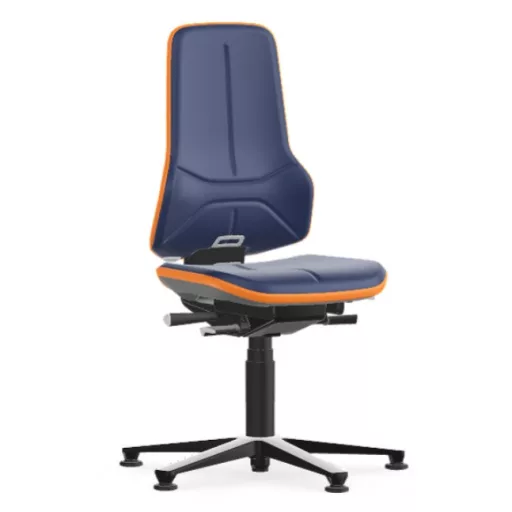 Bimos Neon 1 fix talpas laborszék - szinkronmechanika, kék műbőr párnázat, narancs