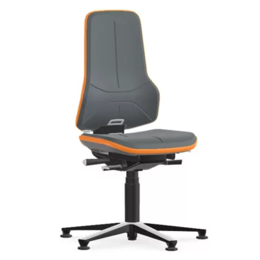 Bimos Neon 1 fix talpas laborszék - szinkronmechanika, szürke poliuretán párnázat, narancs