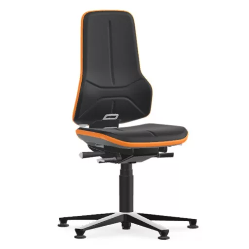 Bimos Neon 1 fix talpas laborszék - szinkronmechanika, fekete supertec párnázat, narancs