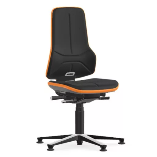 Bimos Neon 1 fix talpas laborszék - szinkronmechanika, fekete szövet párnázat, narancs