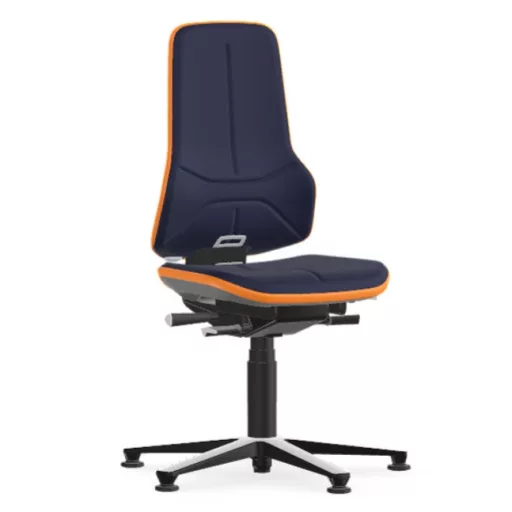 Bimos Neon 1 fix talpas laborszék - szinkronmechanika, kék szövet párnázat, narancs