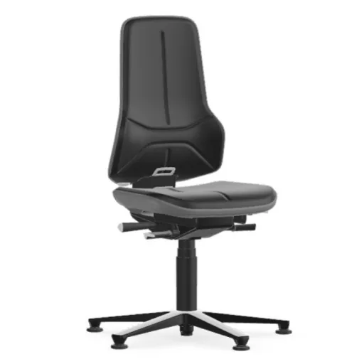 Bimos Neon 1 fix talpas laborszék - szinkronmechanika, fekete műbőr párnázat, szürke