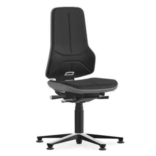 Bimos Neon 1 fix talpas laborszék - szinkronmechanika, fekete szövet párnázat, szürke