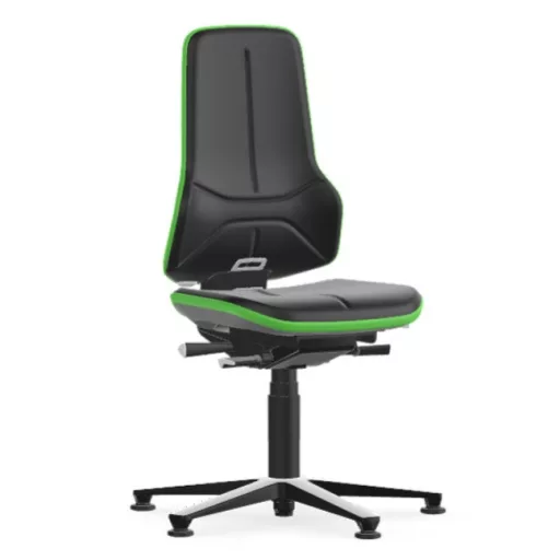 Bimos Neon 1 fix talpas laborszék - szinkronmechanika, fekete műbőr párnázat, zöld