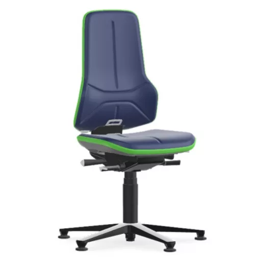 Bimos Neon 1 fix talpas laborszék - szinkronmechanika, kék műbőr párnázat, zöld