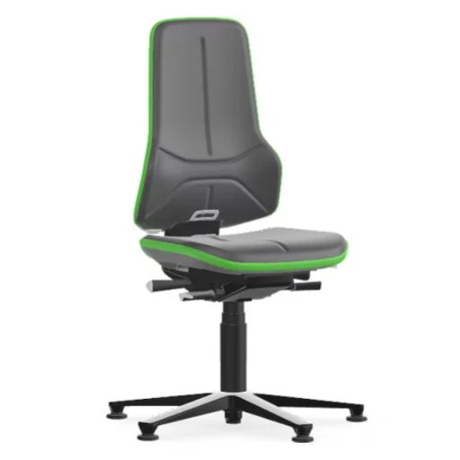 Bimos Neon 1 fix talpas laborszék - szinkronmechanika, szürke műbőr párnázat, zöld