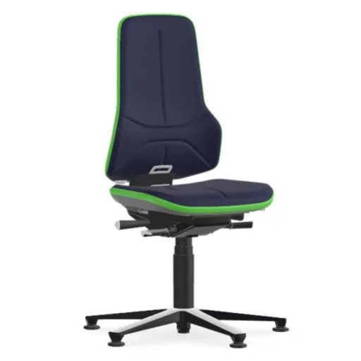 Bimos Neon 1 fix talpas laborszék - szinkronmechanika, kék szövet párnázat, zöld