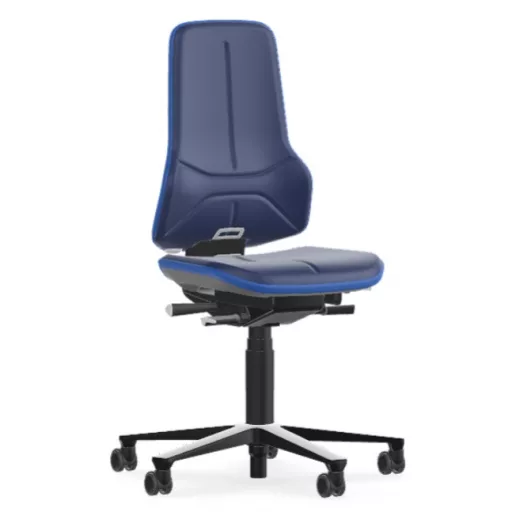 Bimos Neon 2 görgős laborszék - állandó érintkezésű, kék műbőr párnázat, kék