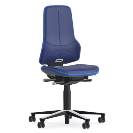 Bimos Neon 2 görgős laborszék - állandó érintkezésű, kék poliuretán párnázat, kék