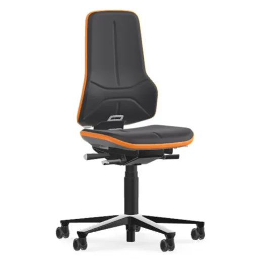 Bimos Neon 2 görgős laborszék - állandó érintkezésű, szürke supertec párnázat, narancs