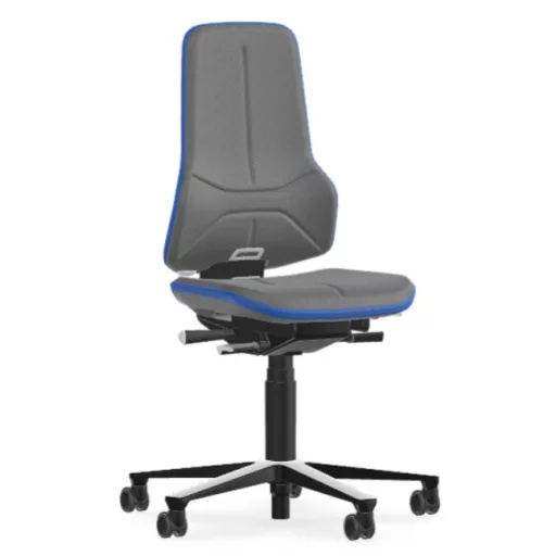 Bimos Neon 2 görgős laborszék - szinkronmechanika, szürke szövet párnázat, kék