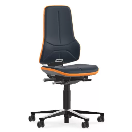 Bimos Neon 2 görgős laborszék - szinkronmechanika, kék supertec párnázat, narancs