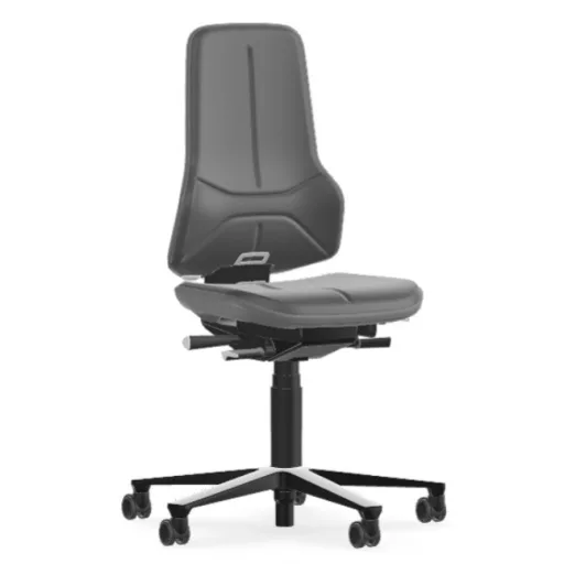 Bimos Neon 2 görgős laborszék - szinkronmechanika, szürke műbőr párnázat, szürke