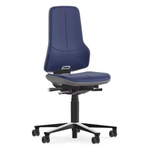 Bimos Neon 2 görgős laborszék - szinkronmechanika, kék poliuretán párnázat, szürke