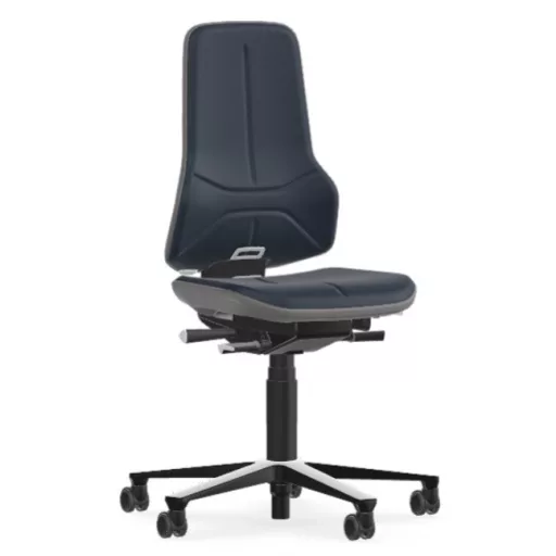 Bimos Neon 2 görgős laborszék - szinkronmechanika, kék supertec párnázat, szürke