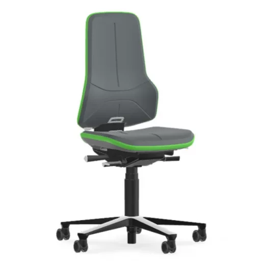 Bimos Neon 2 görgős laborszék - szinkronmechanika, szürke poliuretán párnázat, zöld