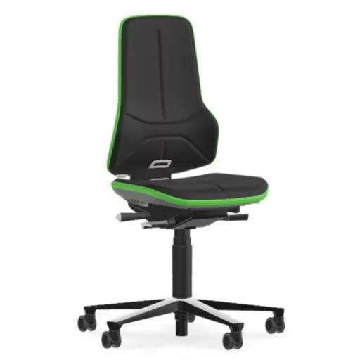 Bimos Neon 2 görgős laborszék - szinkronmechanika, fekete szövet párnázat, zöld