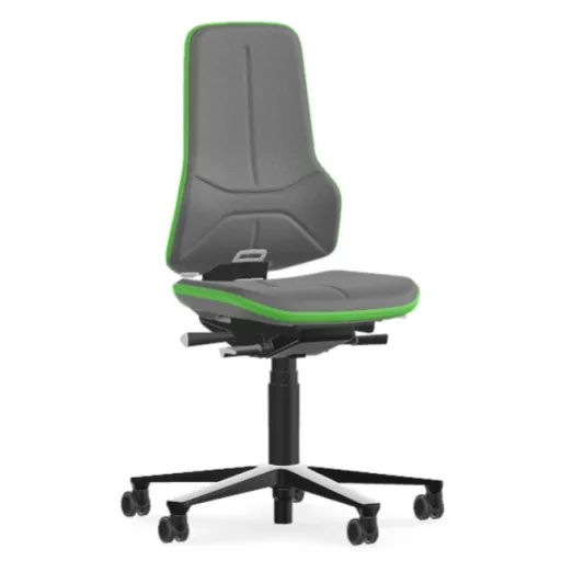 Bimos Neon 2 görgős laborszék - szinkronmechanika, szürke szövet párnázat, zöld