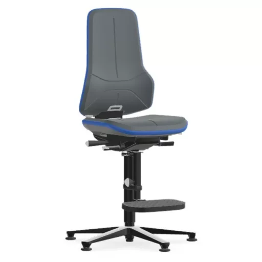 Bimos Neon 3 fix talpas, magasított szék - állandó érintkezésű, szürke poliuretán párnázat, kék