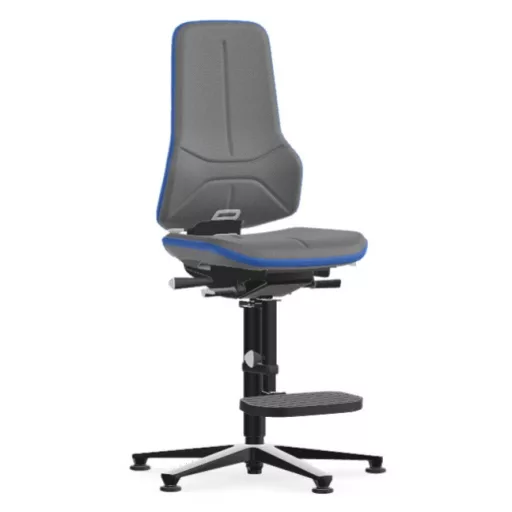 Bimos Neon 3 fix talpas, magasított szék - állandó érintkezésű, szürke szövet párnázat, kék