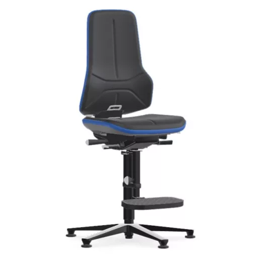 Bimos Neon 3 fix talpas, magasított szék - szinkronmechanika, szürke supertec párnázat, kék